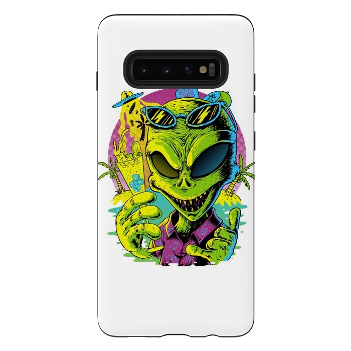 Galaxy S10 plus StrongFit Alien Summer Vibes (White) by Afif Quilimo