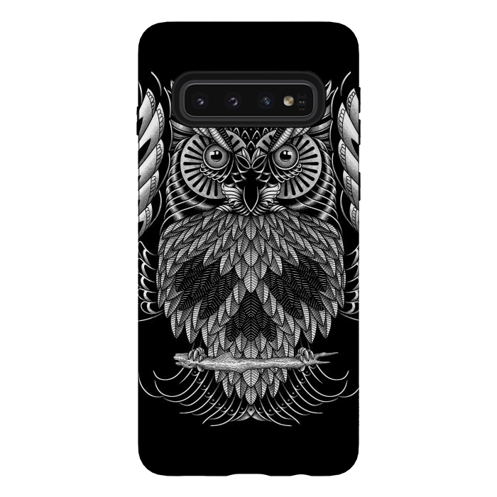 Galaxy S10 StrongFit Owl Skull Ornate (Dark) by Afif Quilimo