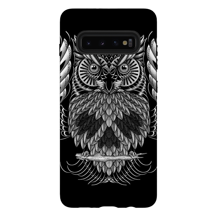Galaxy S10 plus StrongFit Owl Skull Ornate (Dark) by Afif Quilimo