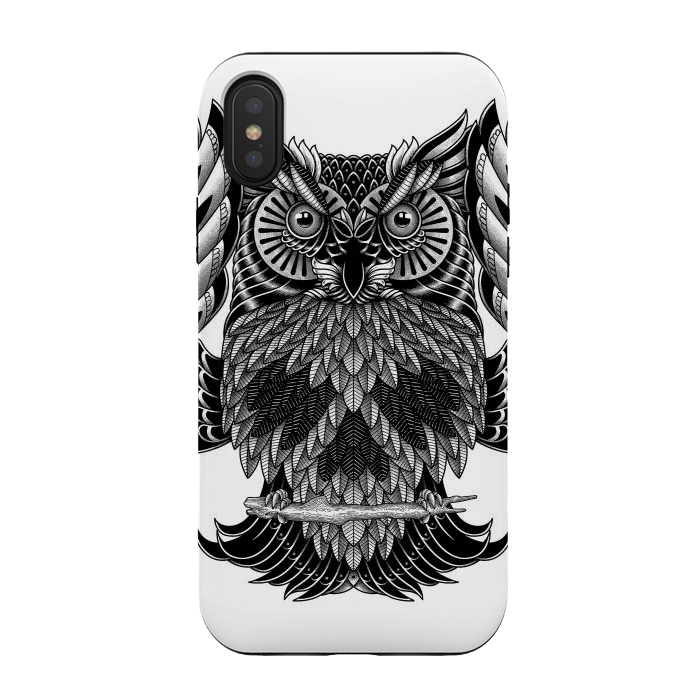 iPhone Xs / X StrongFit Owl Skull Ornate (White) by Afif Quilimo