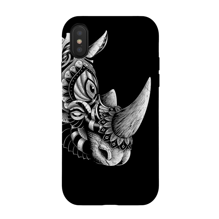 iPhone Xs / X StrongFit Rhino Ornate (Black) by Afif Quilimo