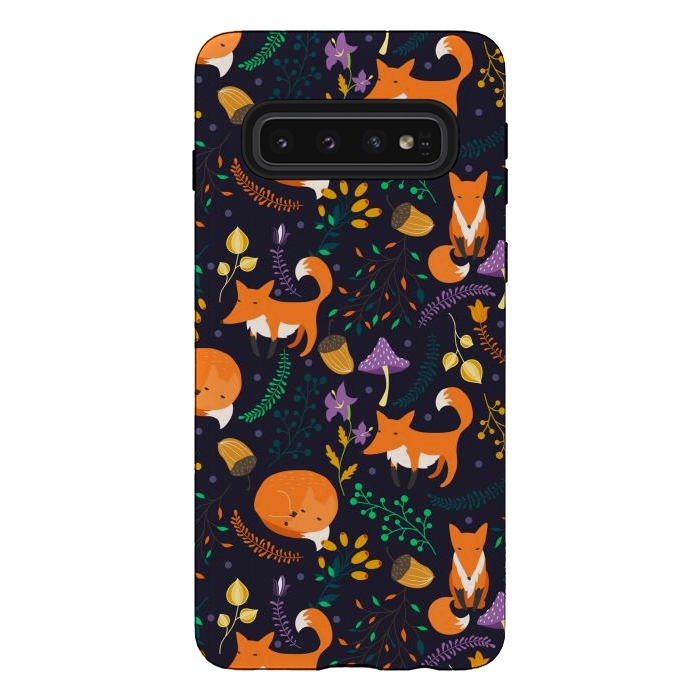 Galaxy S10 StrongFit Cute foxes by Julia Badeeva