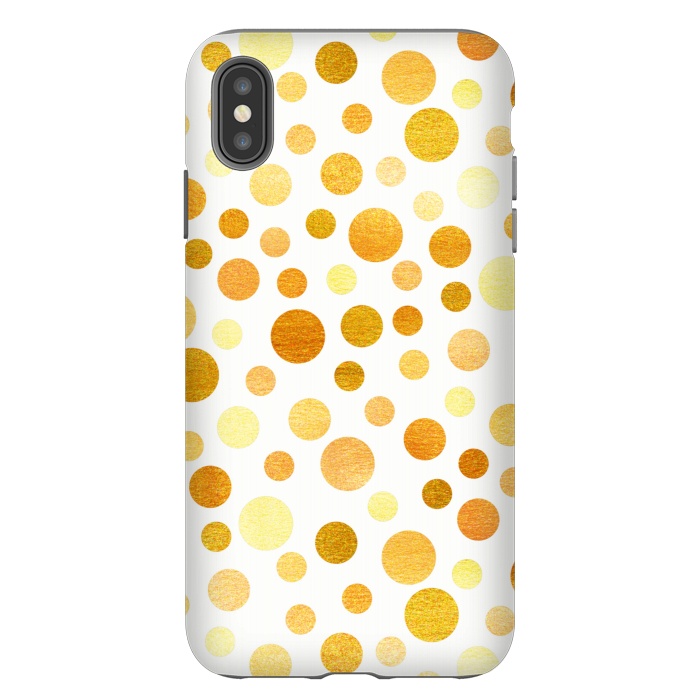 iPhone Xs Max StrongFit Gold Polka Dots  by Tigatiga
