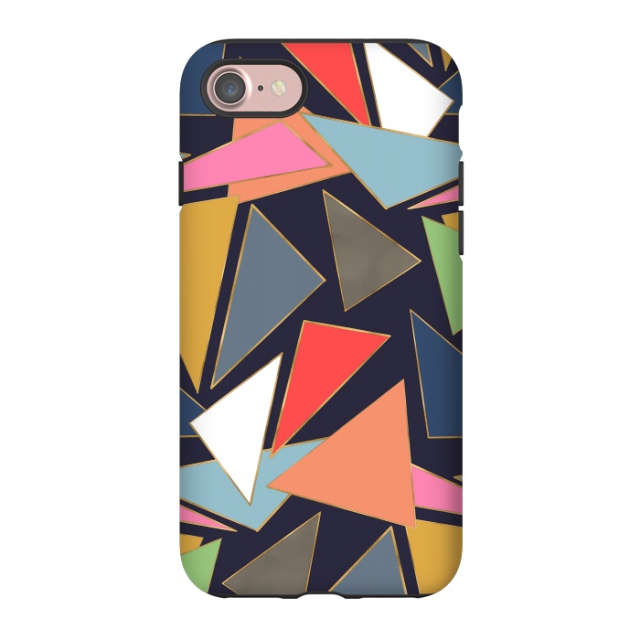 iPhone 7 StrongFit Modern Contemporary Gold Strokes Colorful Triangles by InovArts