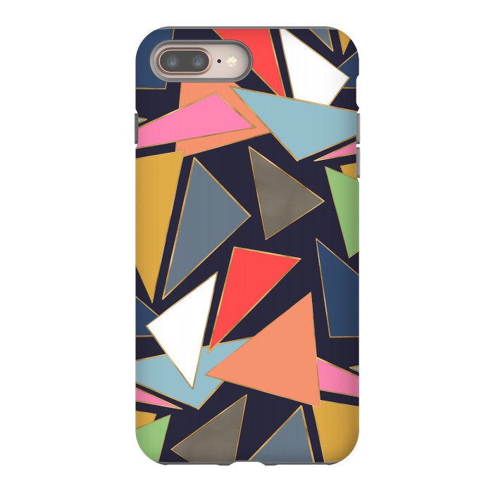 iPhone 7 plus StrongFit Modern Contemporary Gold Strokes Colorful Triangles by InovArts
