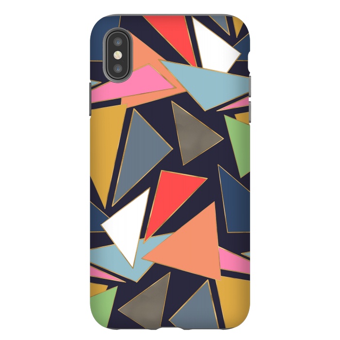 iPhone Xs Max StrongFit Modern Contemporary Gold Strokes Colorful Triangles by InovArts