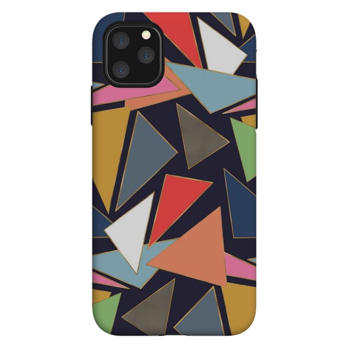iPhone 11 Pro Max StrongFit Modern Contemporary Gold Strokes Colorful Triangles by InovArts