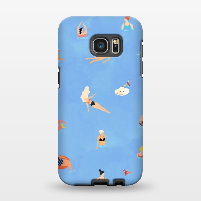 Galaxy S7 EDGE StrongFit Summer Weekend in The Ocean Watercolor Swim Painting | Travel People Chic Eclectic Boho Fun by Uma Prabhakar Gokhale