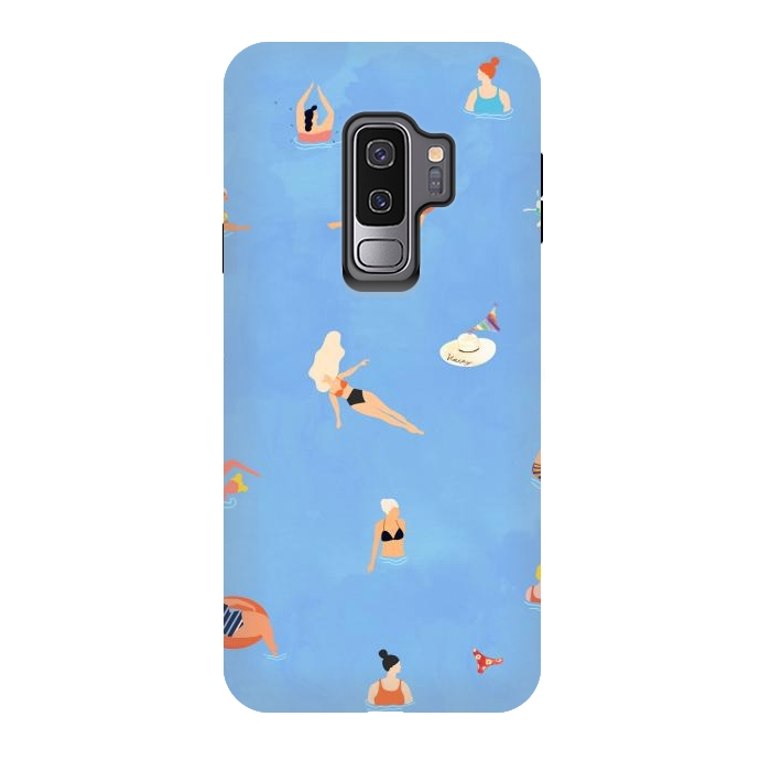 Galaxy S9 plus StrongFit Summer Weekend in The Ocean Watercolor Swim Painting | Travel People Chic Eclectic Boho Fun by Uma Prabhakar Gokhale