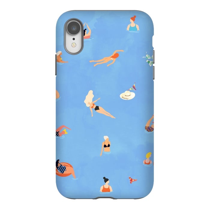 iPhone Xr StrongFit Summer Weekend in The Ocean Watercolor Swim Painting | Travel People Chic Eclectic Boho Fun by Uma Prabhakar Gokhale