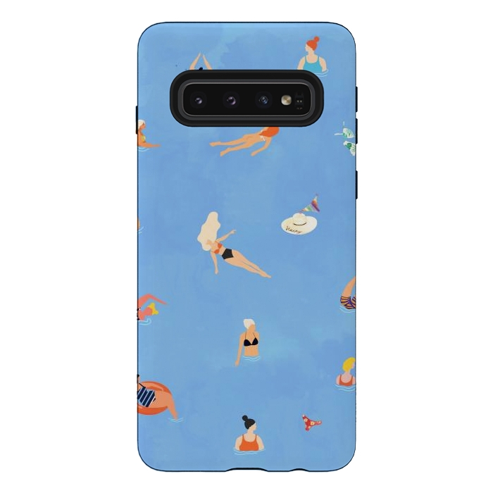 Galaxy S10 StrongFit Summer Weekend in The Ocean Watercolor Swim Painting | Travel People Chic Eclectic Boho Fun by Uma Prabhakar Gokhale