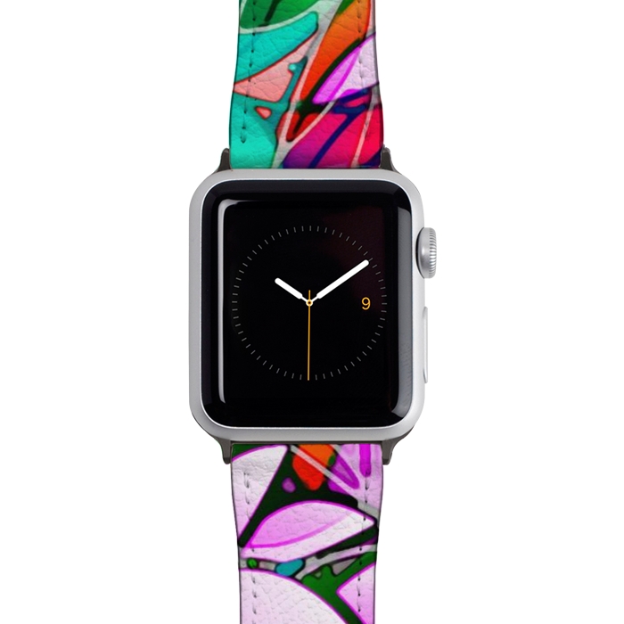 Watch 42mm / 44mm Strap PU leather Grunge Art Floral Abstract G130  by Medusa GraphicArt