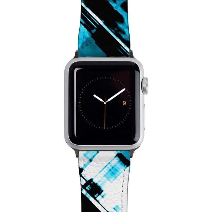 Watch 38mm / 40mm Strap PU leather Hot blue and black digital art G253 by Medusa GraphicArt