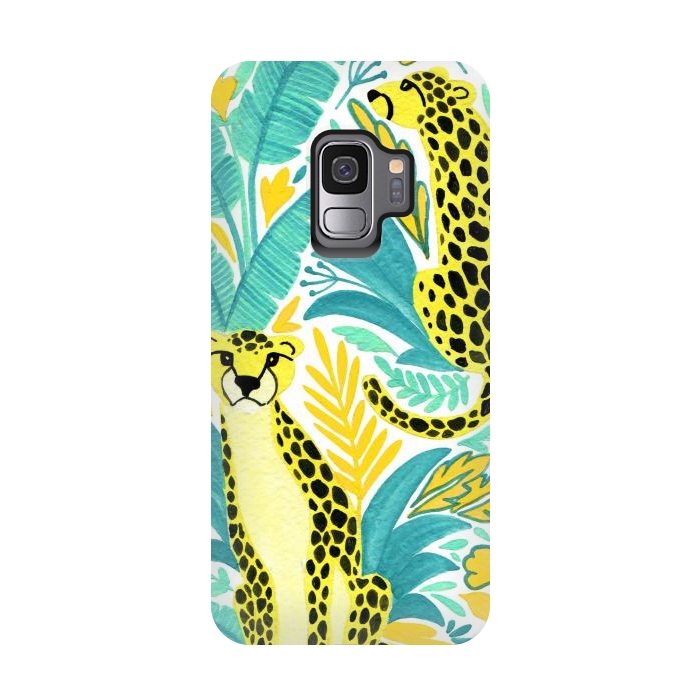 Galaxy S9 StrongFit Leopards. Gouache by Julia Badeeva