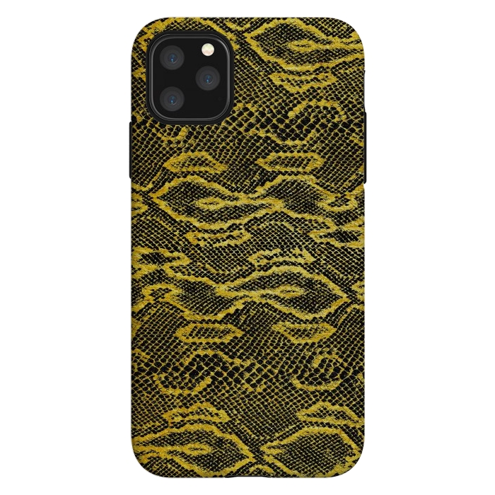 iPhone 11 Pro Max StrongFit Black and Gold Snake Skin I by Art Design Works