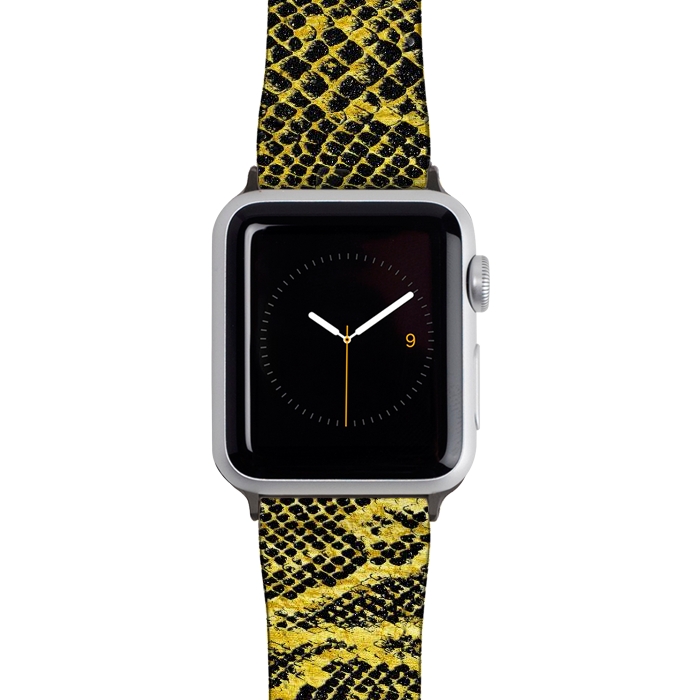 Watch 38mm / 40mm Strap PU leather Black and Gold Snake Skin I by Art Design Works