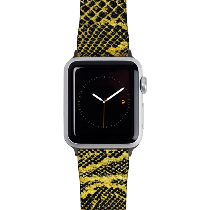Watch 42mm / 44mm Strap PU leather Black and Gold Snake Skin I by Art Design Works