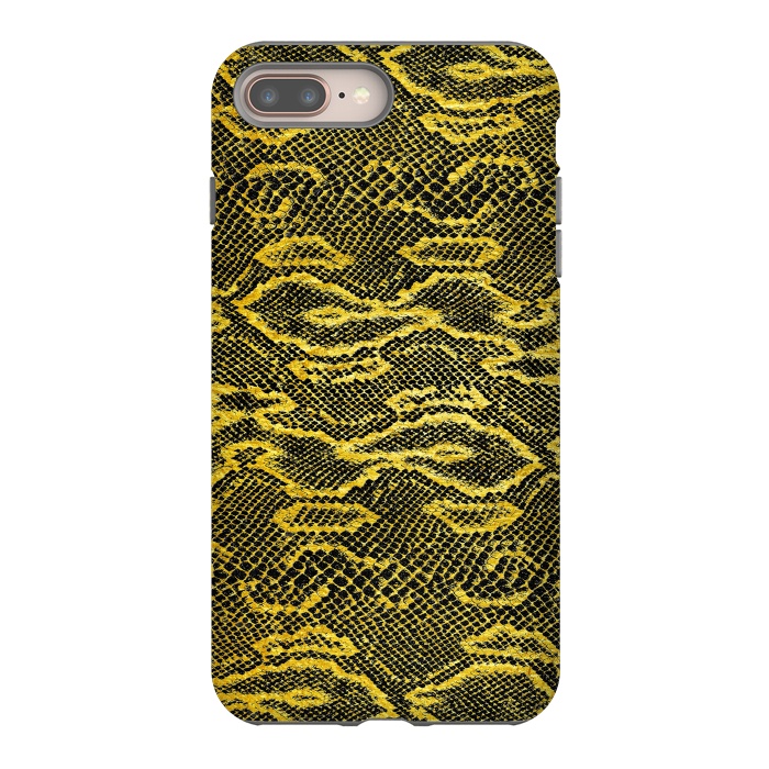 iPhone 7 plus StrongFit Black and Gold Snake Skin I by Art Design Works