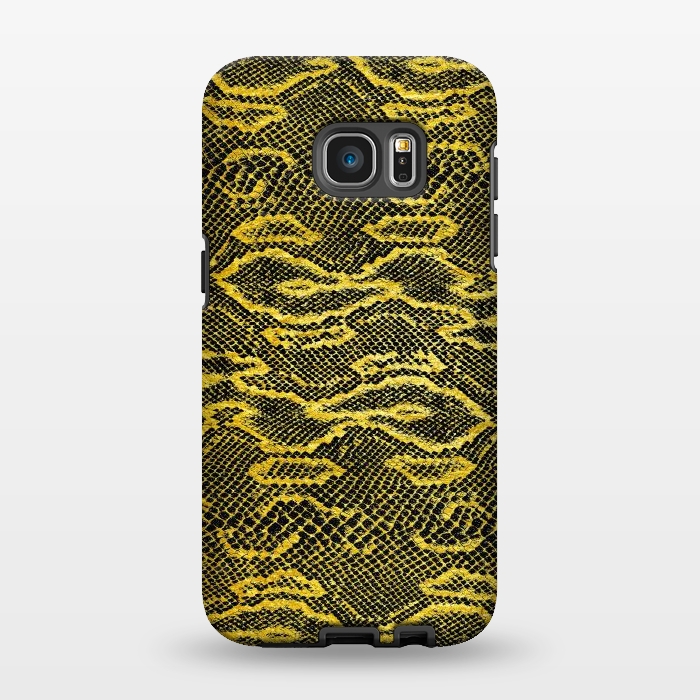 Galaxy S7 EDGE StrongFit Black and Gold Snake Skin I by Art Design Works