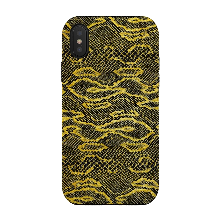 iPhone Xs / X StrongFit Black and Gold Snake Skin I by Art Design Works