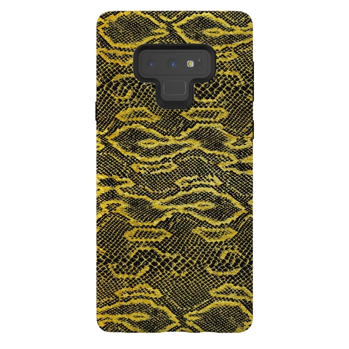 Galaxy Note 9 StrongFit Black and Gold Snake Skin I by Art Design Works