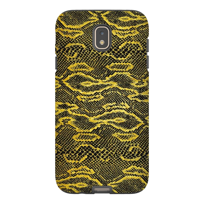 Galaxy J7 StrongFit Black and Gold Snake Skin I by Art Design Works