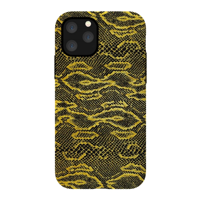 iPhone 11 Pro StrongFit Black and Gold Snake Skin I by Art Design Works