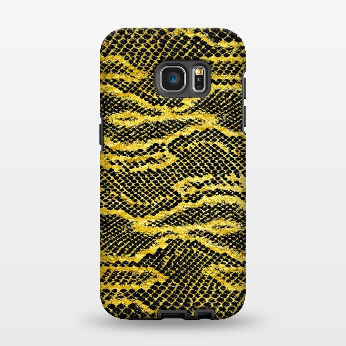Galaxy S7 EDGE StrongFit Black and Gold Snake Skin II by Art Design Works