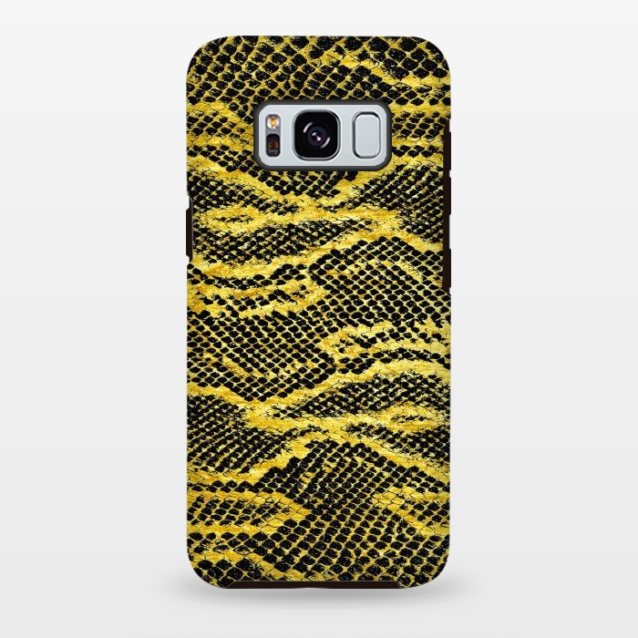 Galaxy S8 plus StrongFit Black and Gold Snake Skin II by Art Design Works