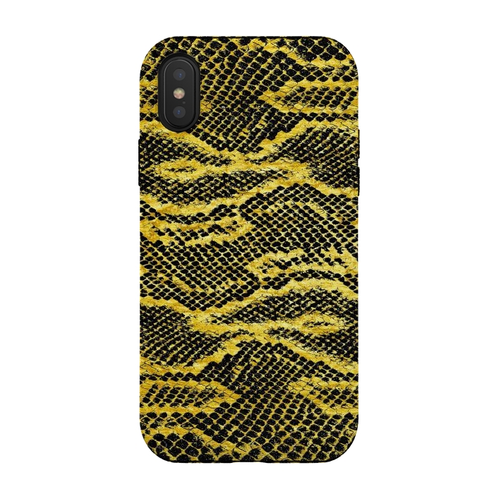 iPhone Xs / X StrongFit Black and Gold Snake Skin II by Art Design Works