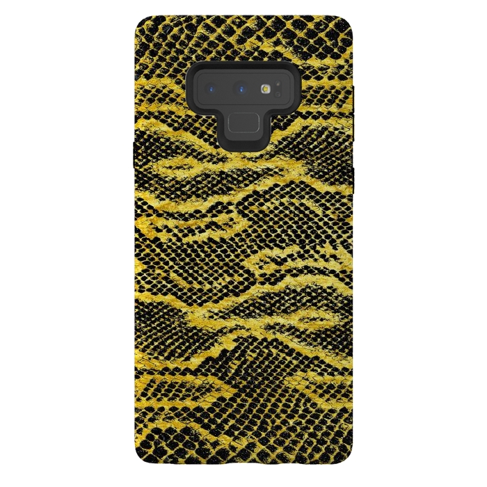 Galaxy Note 9 StrongFit Black and Gold Snake Skin II by Art Design Works