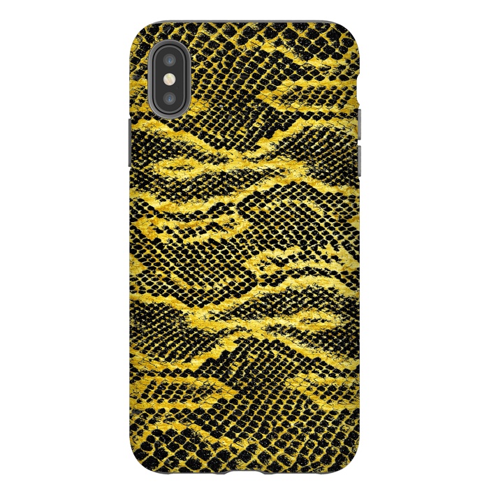iPhone Xs Max StrongFit Black and Gold Snake Skin II by Art Design Works
