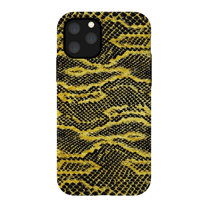 iPhone 11 Pro StrongFit Black and Gold Snake Skin II by Art Design Works