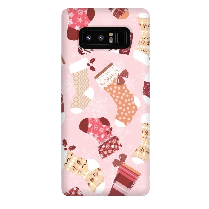 Galaxy Note 8 StrongFit Christmas Stockings in Pink and Orange by Paula Ohreen