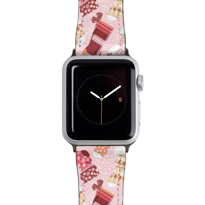 Watch 38mm / 40mm Strap PU leather Christmas Stockings in Pink and Orange by Paula Ohreen