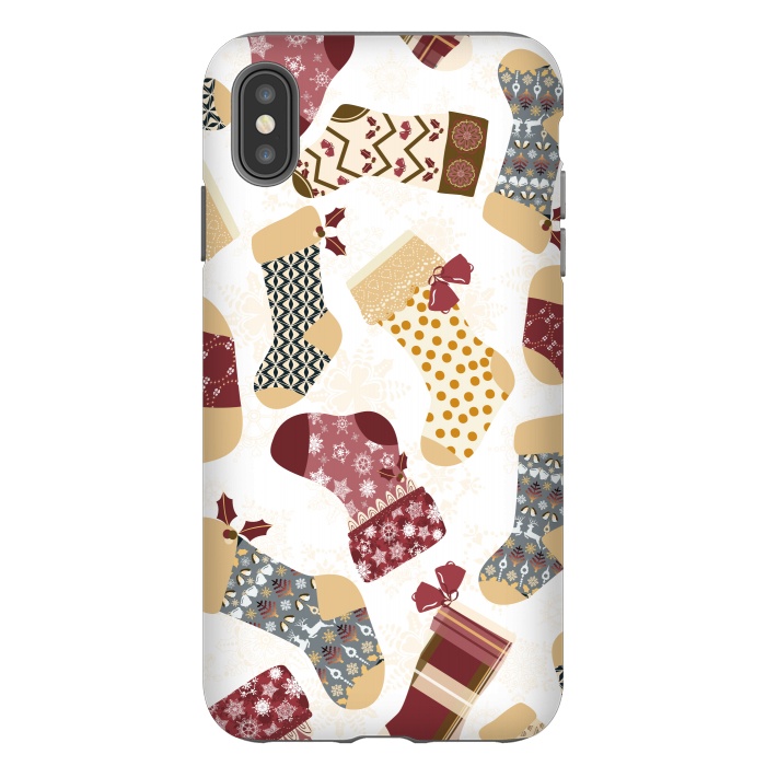 iPhone Xs Max StrongFit Christmas Stockings in Red and Gray by Paula Ohreen