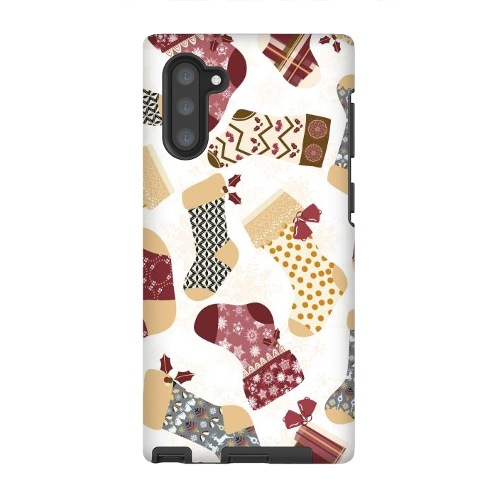 Galaxy Note 10 StrongFit Christmas Stockings in Red and Gray by Paula Ohreen