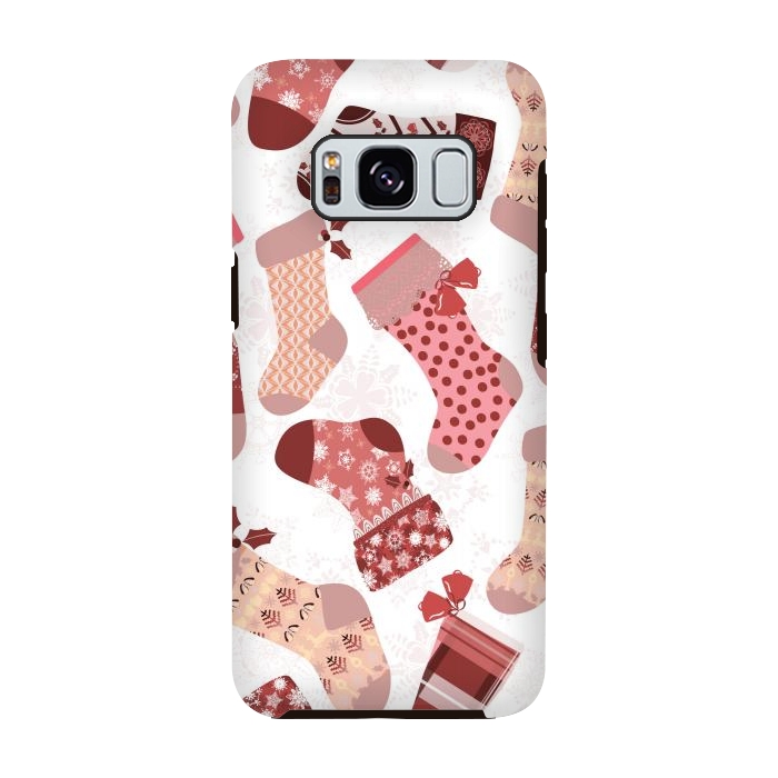 Galaxy S8 StrongFit Christmas Stockings in Pink and Beige by Paula Ohreen