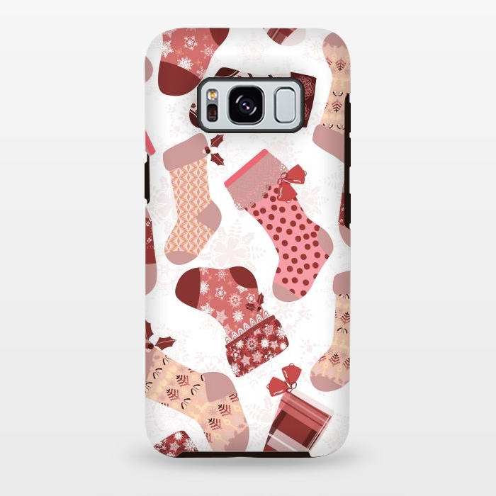 Galaxy S8 plus StrongFit Christmas Stockings in Pink and Beige by Paula Ohreen
