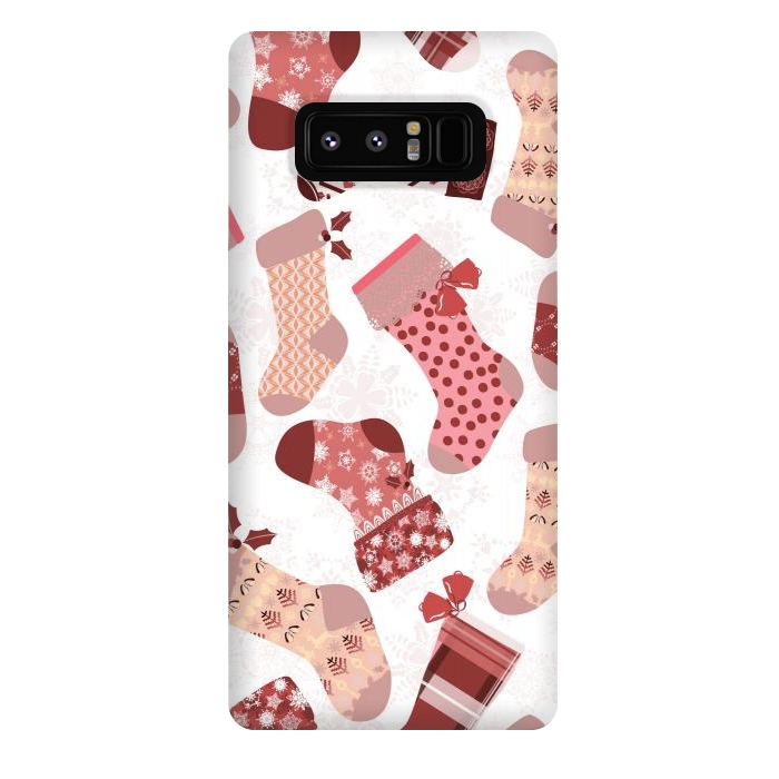 Galaxy Note 8 StrongFit Christmas Stockings in Pink and Beige by Paula Ohreen