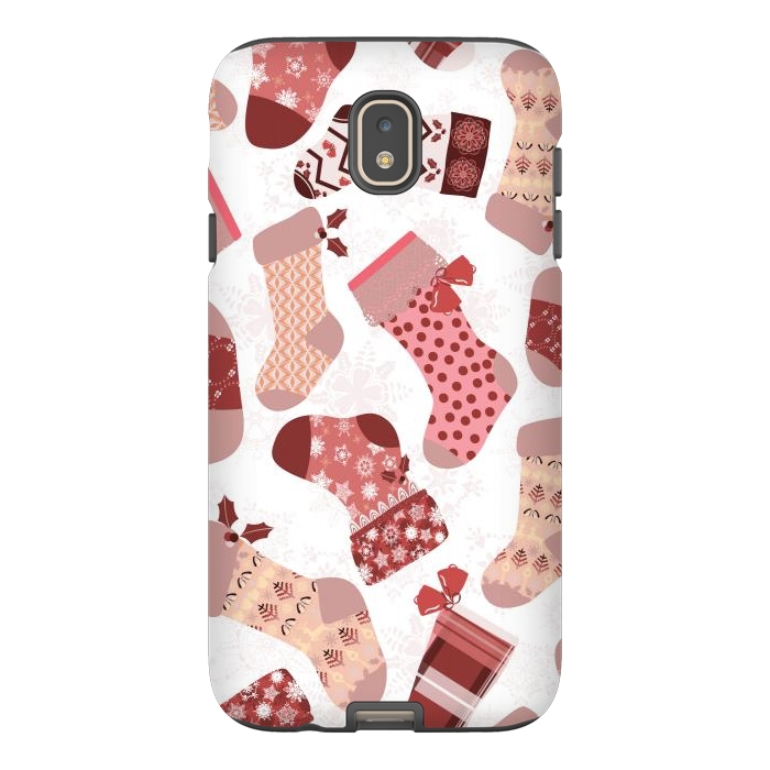 Galaxy J7 StrongFit Christmas Stockings in Pink and Beige by Paula Ohreen