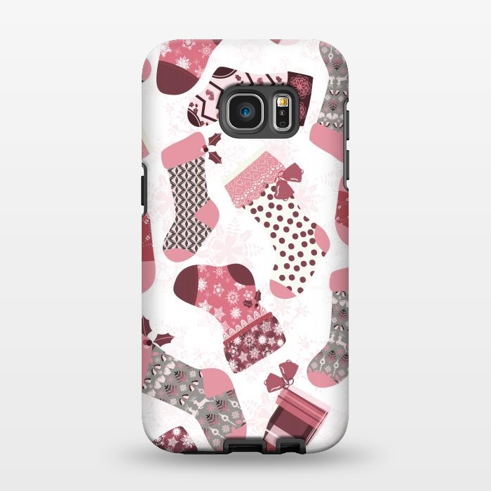 Galaxy S7 EDGE StrongFit Christmas Stockings in Pink and Gray by Paula Ohreen