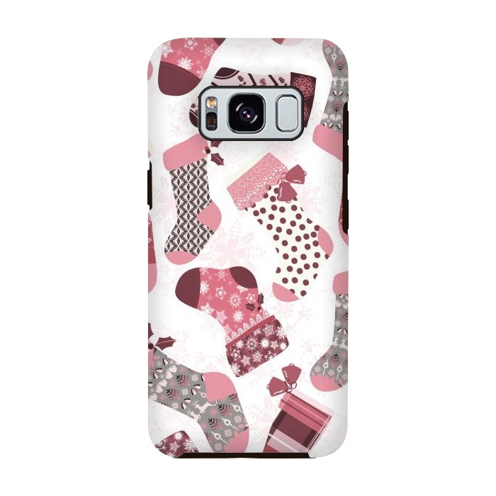 Galaxy S8 StrongFit Christmas Stockings in Pink and Gray by Paula Ohreen