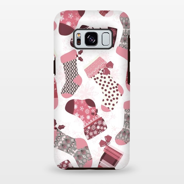 Galaxy S8 plus StrongFit Christmas Stockings in Pink and Gray by Paula Ohreen