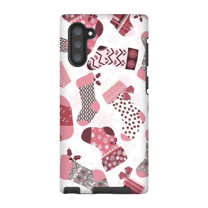 Galaxy Note 10 StrongFit Christmas Stockings in Pink and Gray by Paula Ohreen