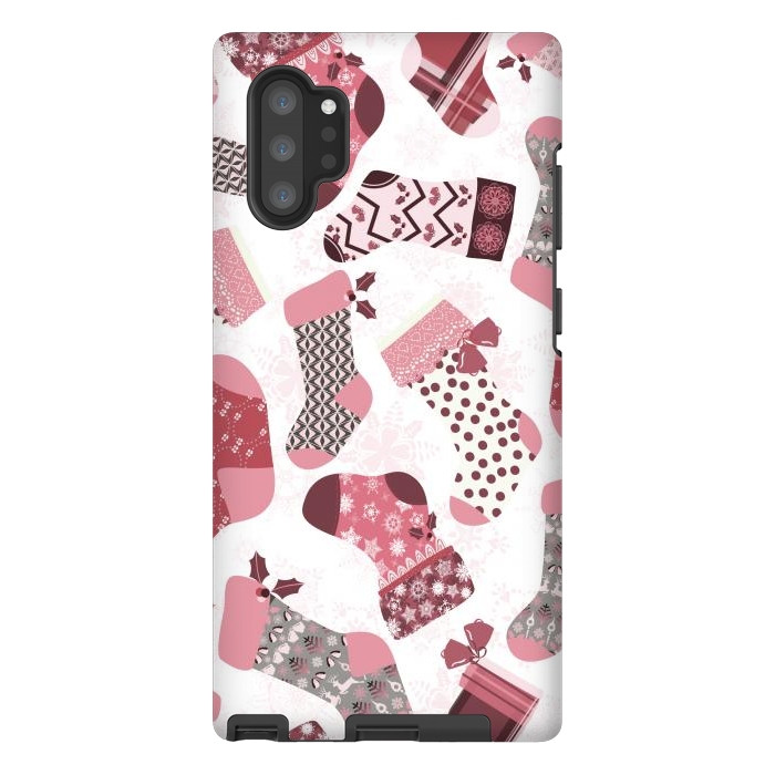 Galaxy Note 10 plus StrongFit Christmas Stockings in Pink and Gray by Paula Ohreen