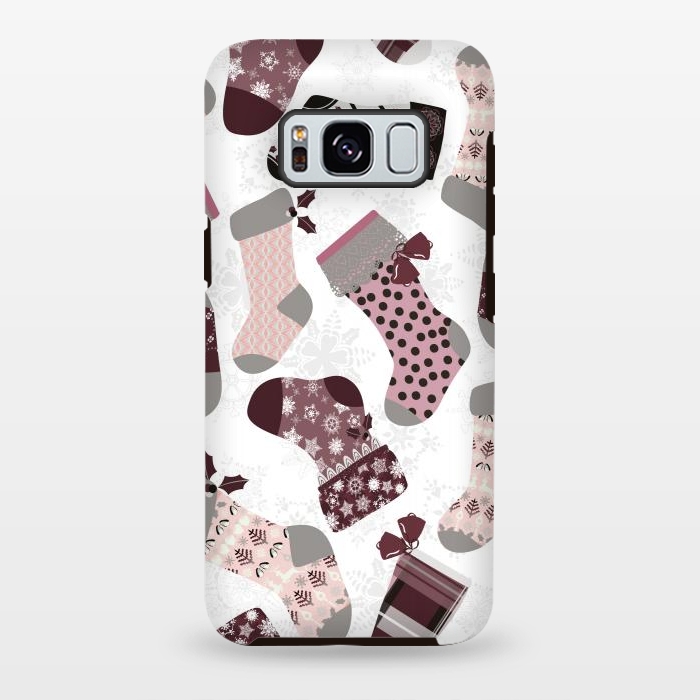Galaxy S8 plus StrongFit Christmas Stockings in Purple and Gray by Paula Ohreen