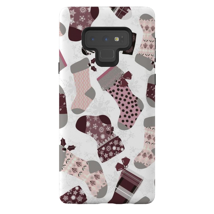 Galaxy Note 9 StrongFit Christmas Stockings in Purple and Gray by Paula Ohreen
