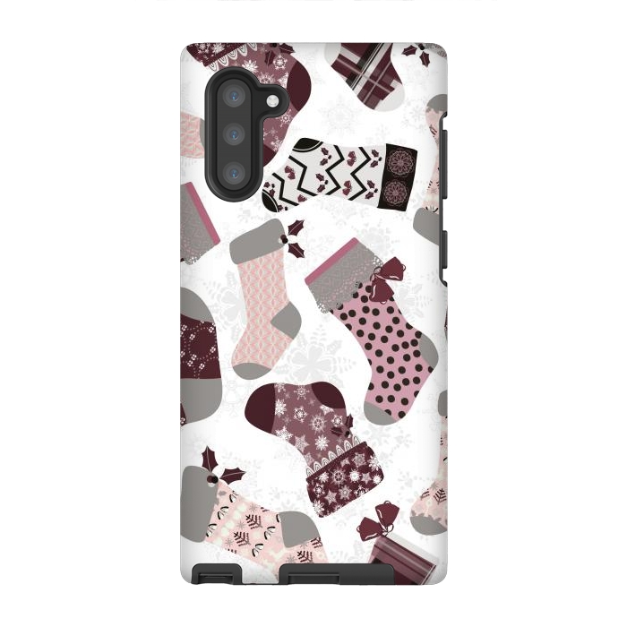 Galaxy Note 10 StrongFit Christmas Stockings in Purple and Gray by Paula Ohreen