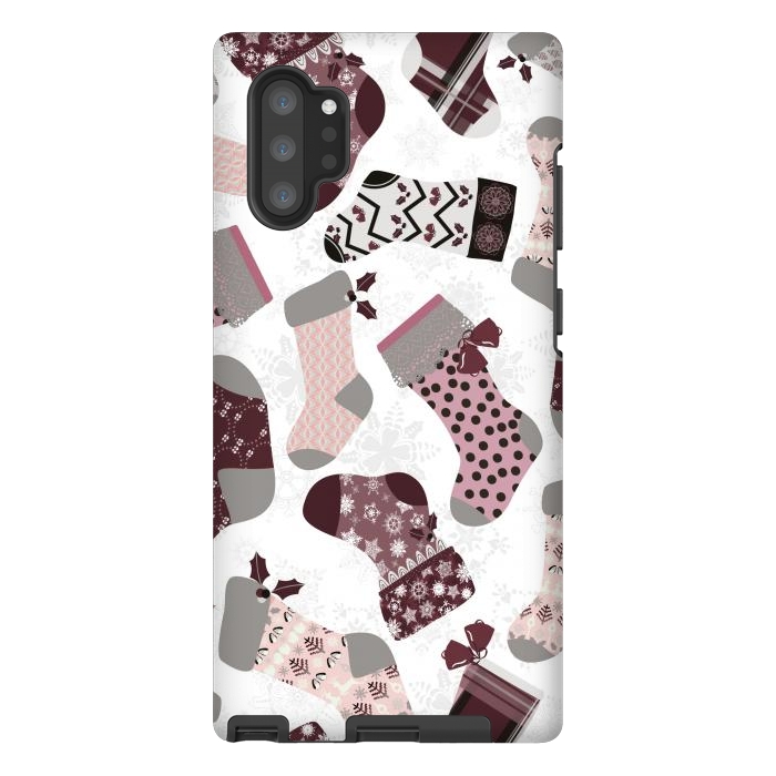 Galaxy Note 10 plus StrongFit Christmas Stockings in Purple and Gray by Paula Ohreen
